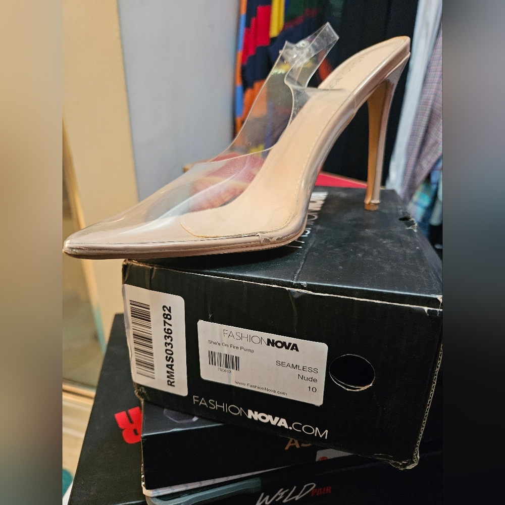 Clear sling back heel